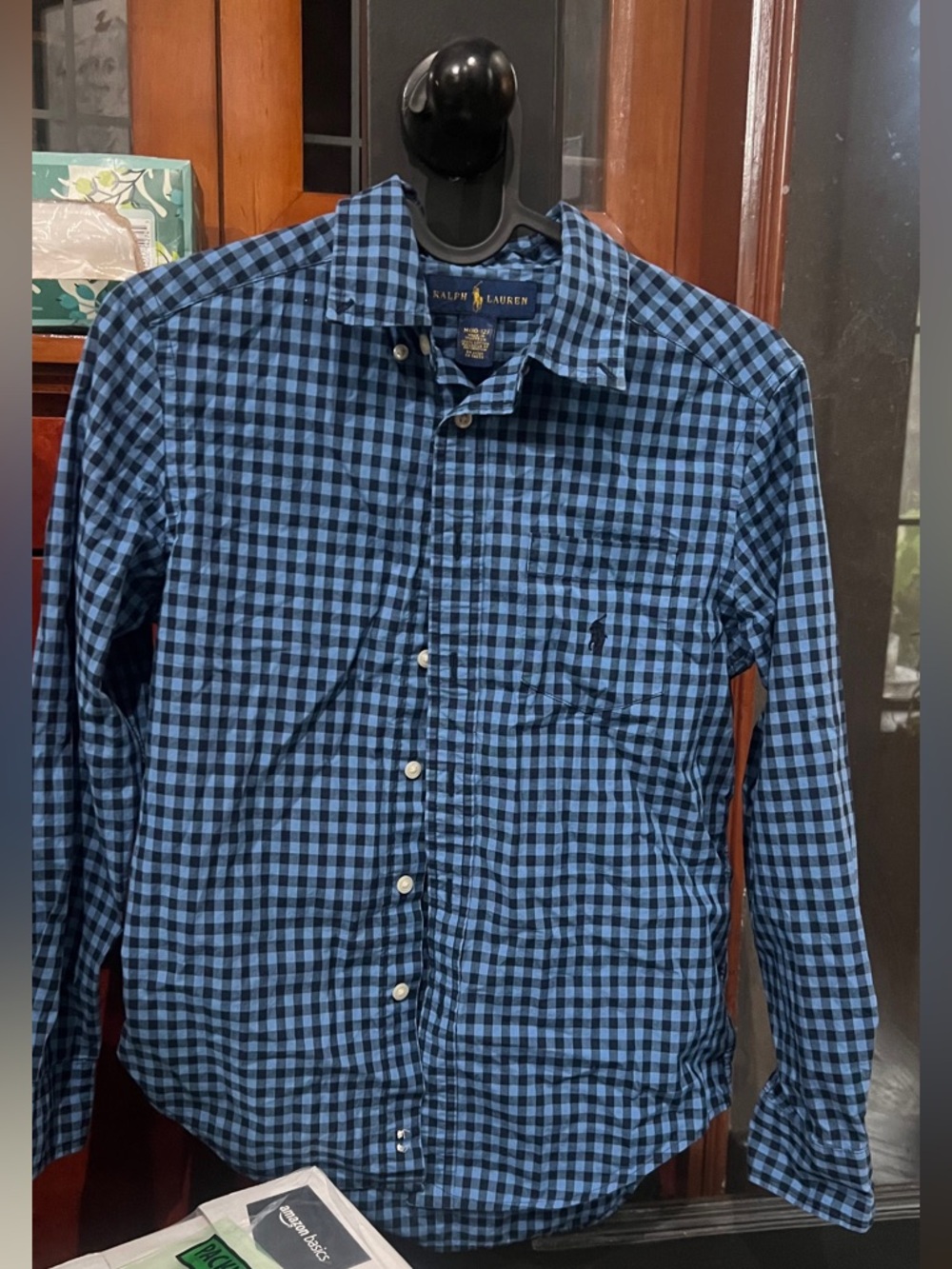 Kids Ralph Lauren Blue and Navy Gingham Button-Down Shirt